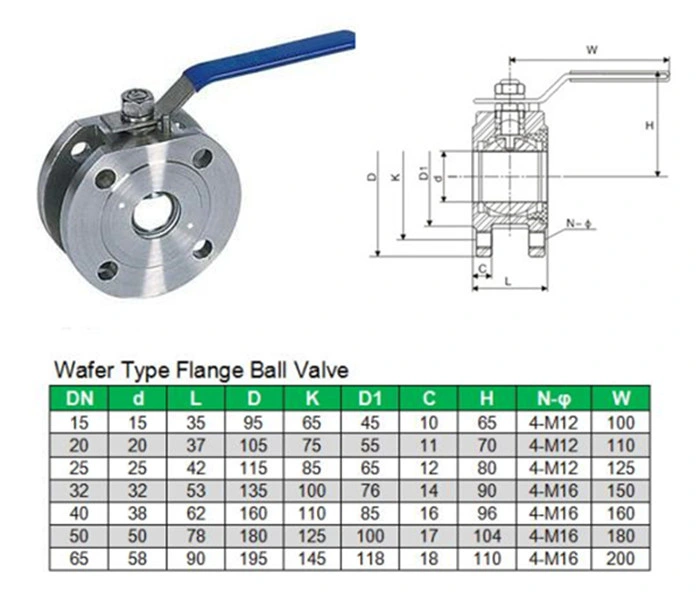 Stainless Steel Wafer Flange Thin Type Ball Valve